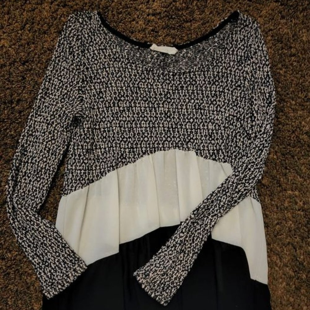 Womens semi sheer tunic top cream black